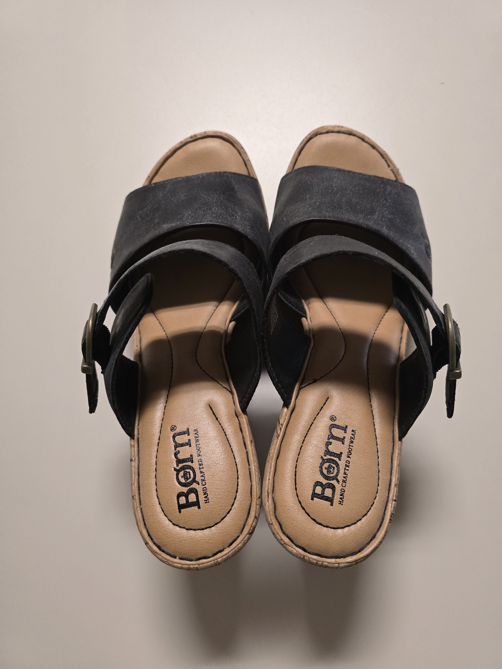Born Navy Suede Slide Mules with Side Buckle